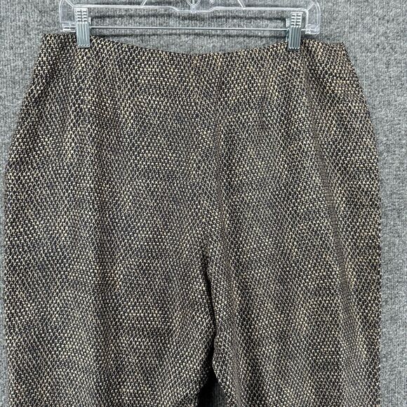 Dana Buchman Silk Dress Pants Women 14 Black Print High Rise Straight Artsy - Picture 5 of 12